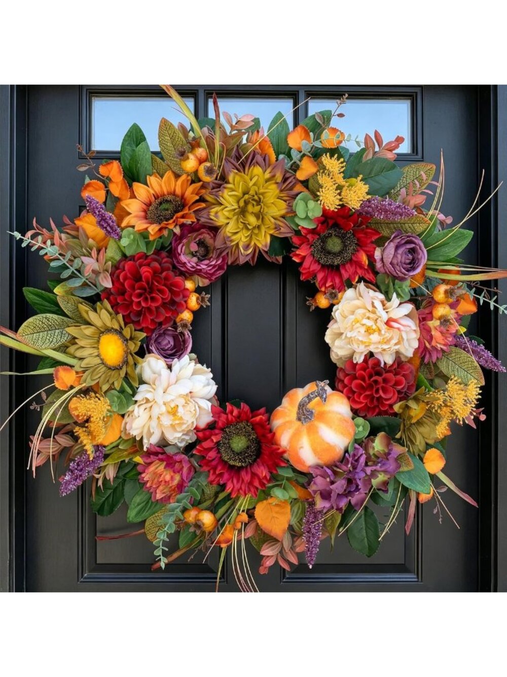 24-Inch Autumn Harvest Wreath for Front Door | Fall Decor, Farmhouse Style